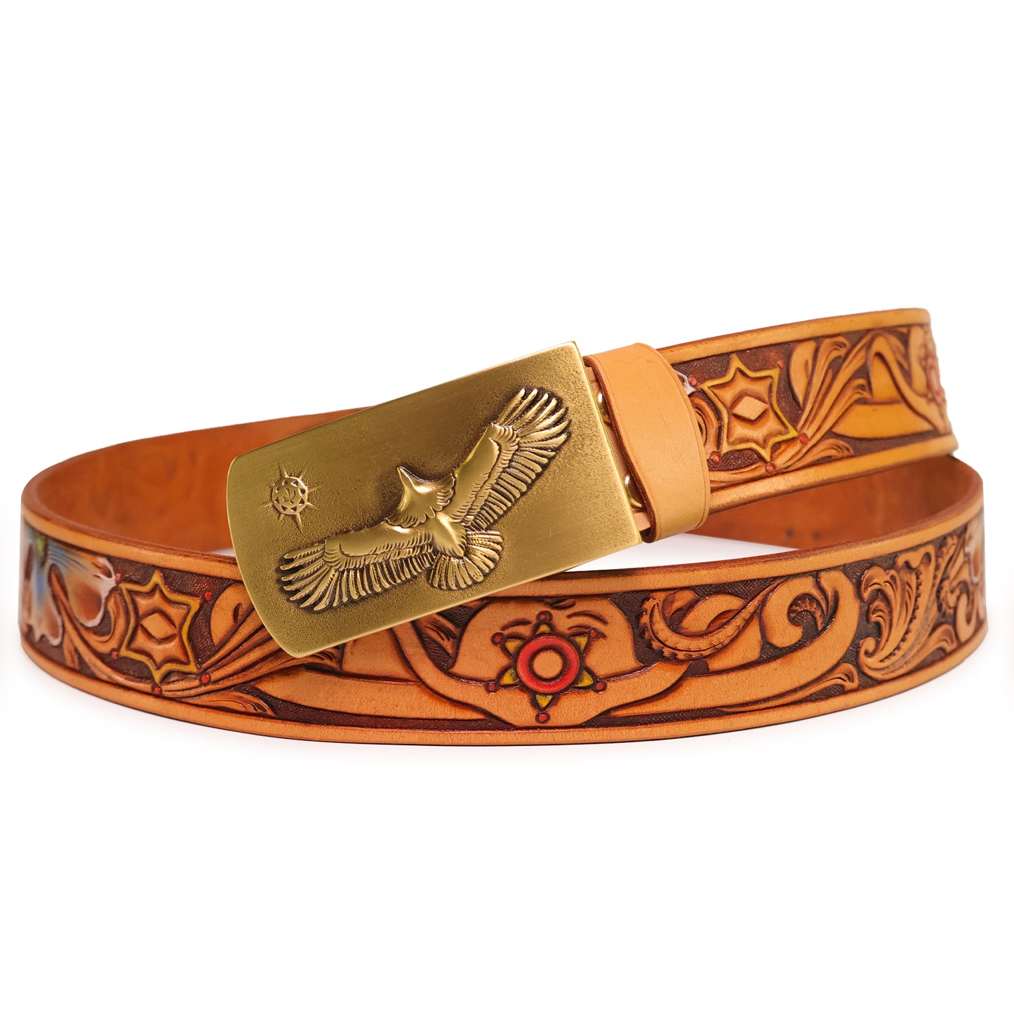 Handmade Leather Belt (Floral 2 - Colored)