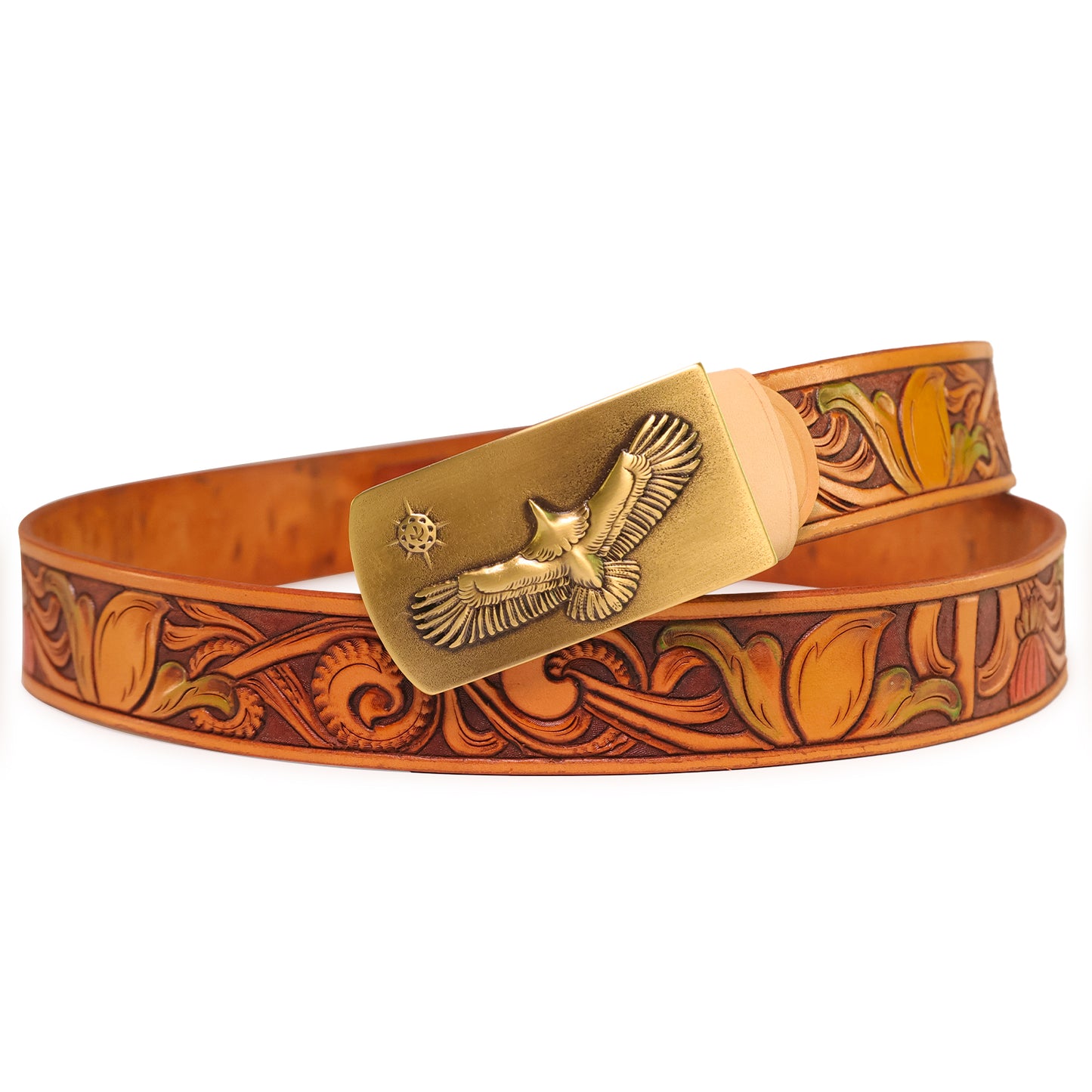 Handmade Leather Belt (Floral 4 - Colored)