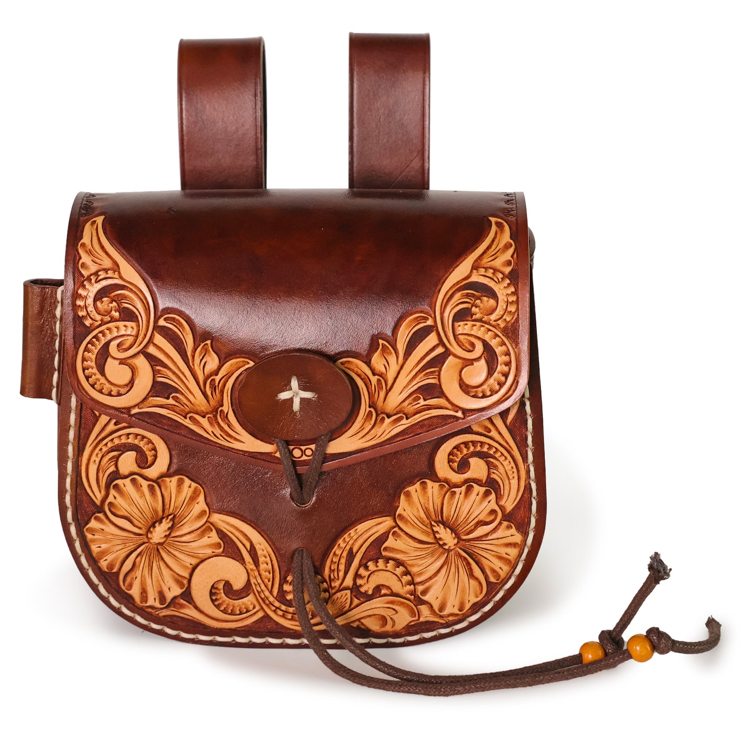 Utility / Ammo Bag with Belt Loops with Floral Tooling