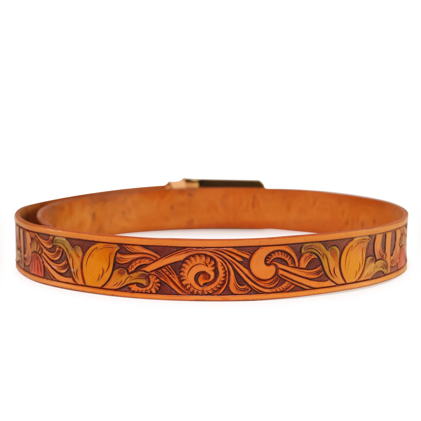 Handmade Leather Belt (Floral 4 - Colored)