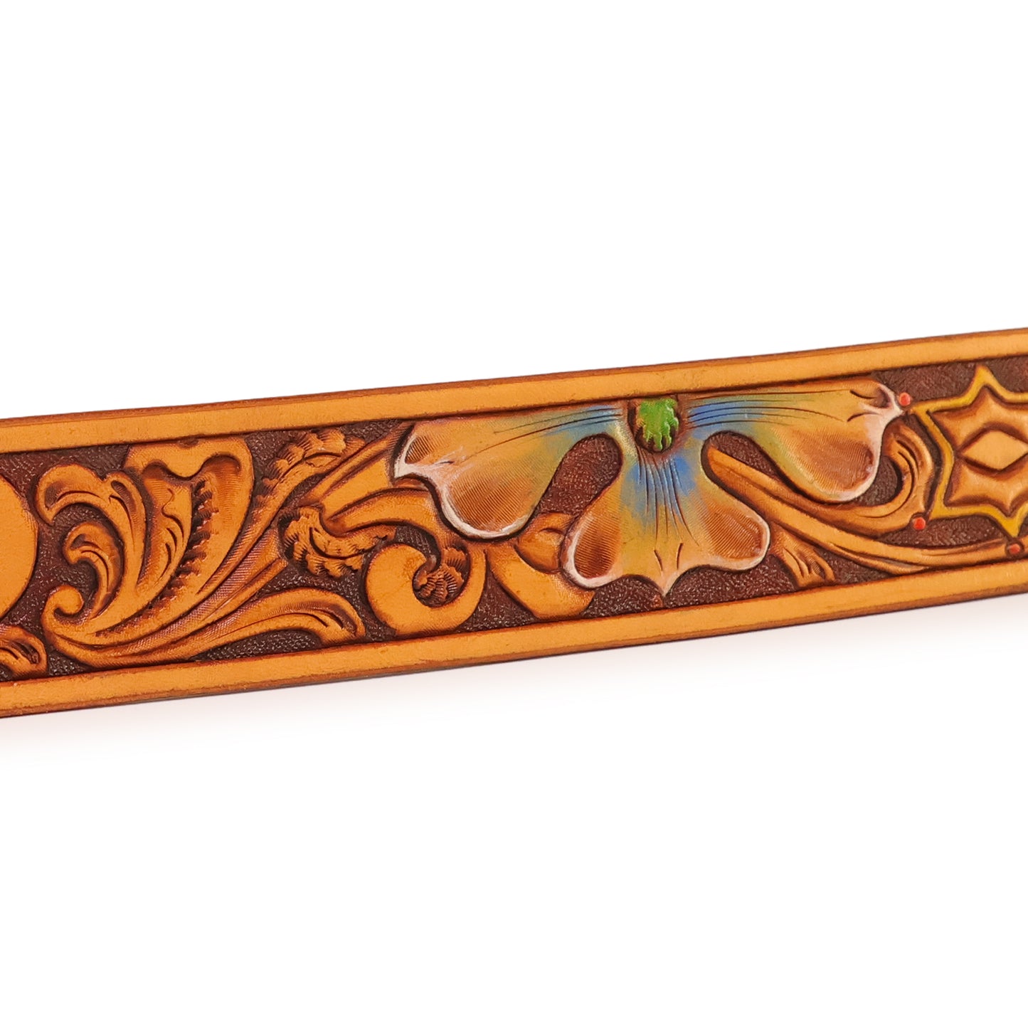 Handmade Leather Belt (Floral 2 - Colored)