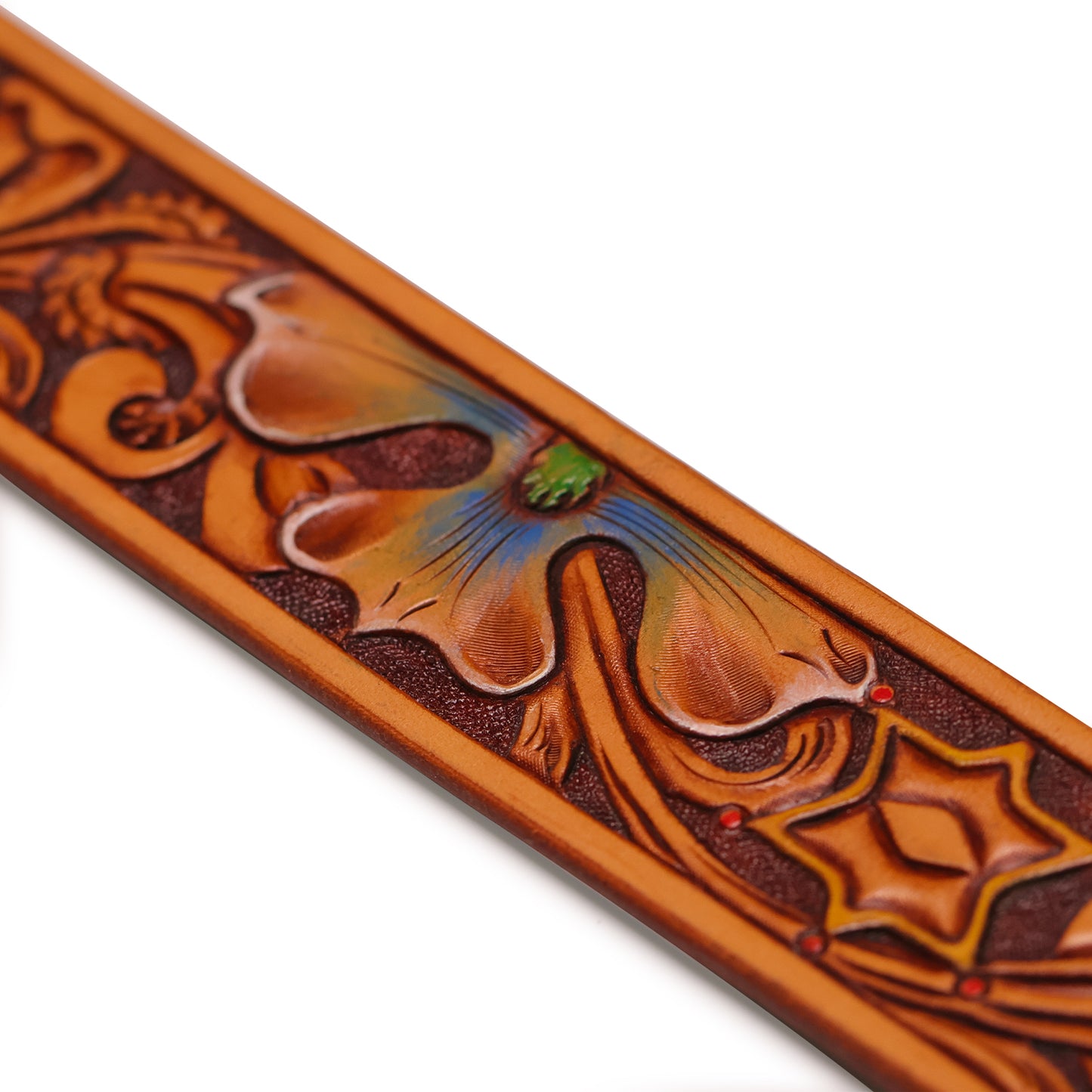 Handmade Leather Belt (Floral 2 - Colored)