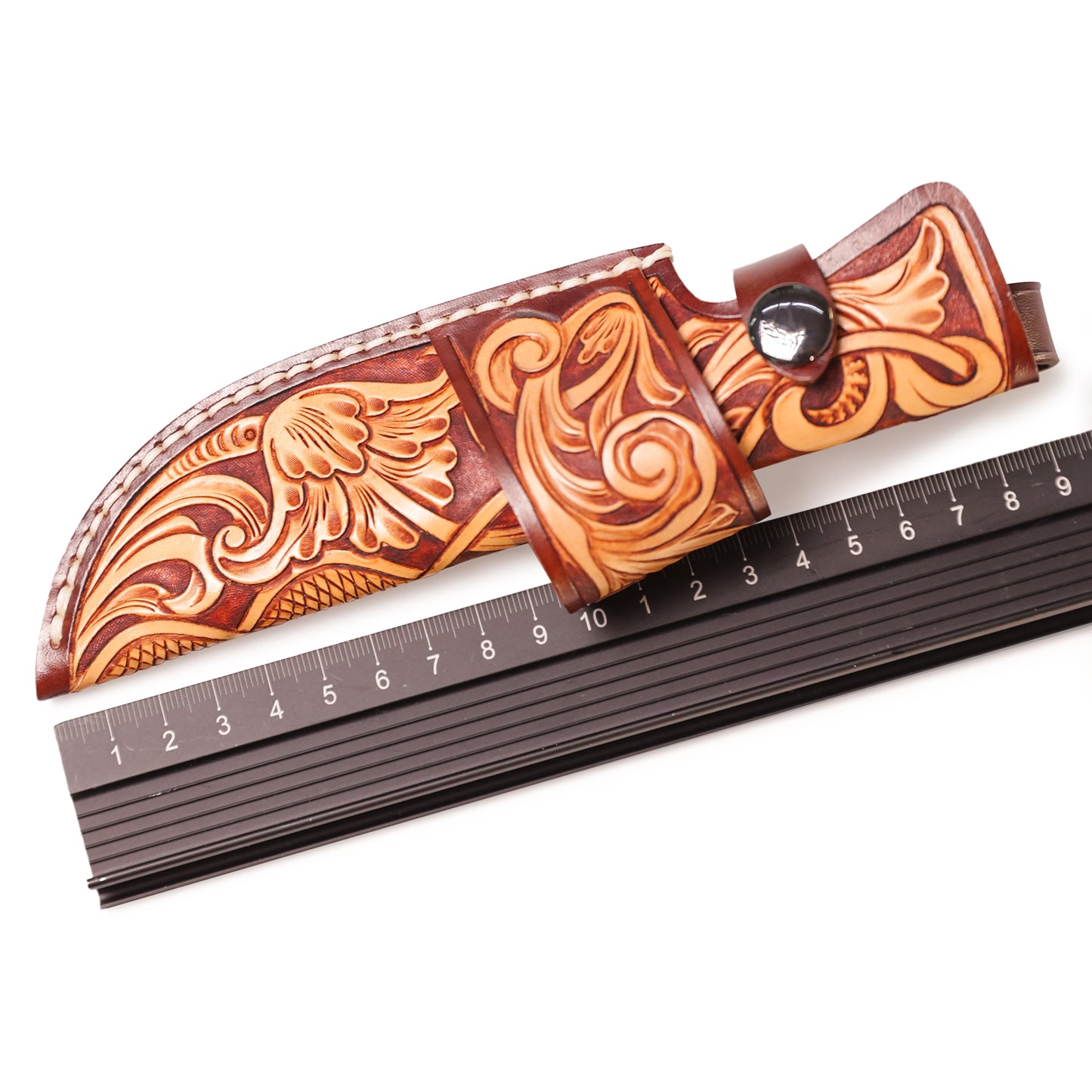 Knife Sheath for 3.5 Inch Hunting Knife with Floral Tooling