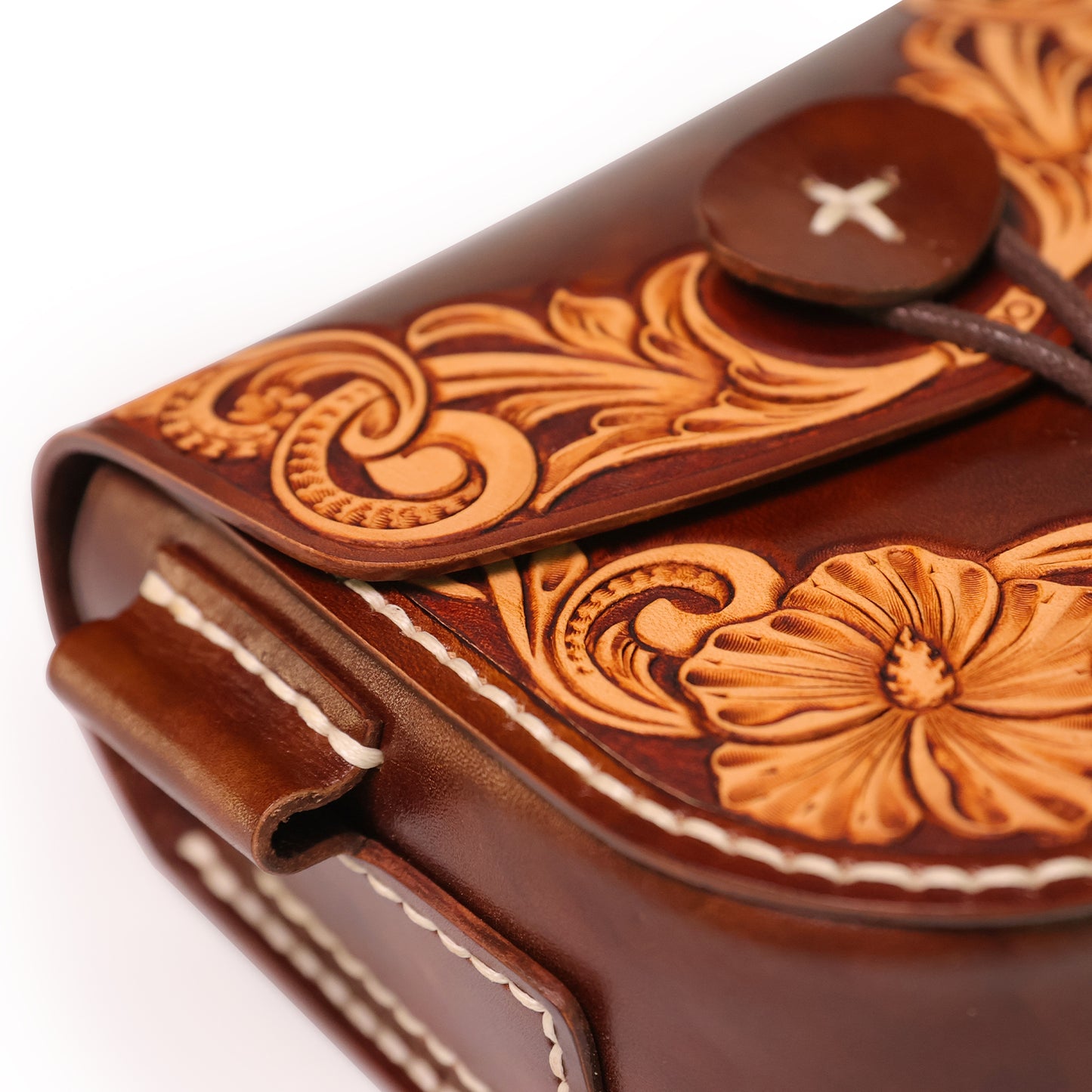 Utility / Ammo Bag with Belt Loops with Floral Tooling