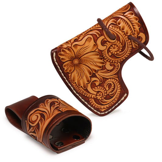 Hatchet Cover with Belt Loop (XL) with Floral Tooling