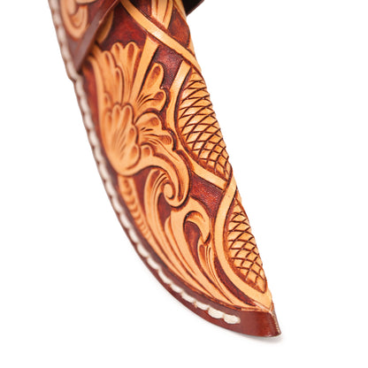 Knife Sheath for 3.5 Inch Hunting Knife with Floral Tooling