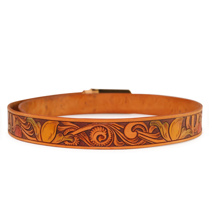 Handmade Leather Belt (Floral 4 - Colored)