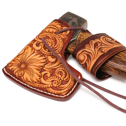 Hatchet Cover with Belt Loop (XL) with Floral Tooling